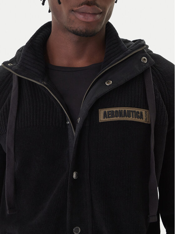 Aeronautica Militare Aeronautica Militare Džemperis ar kapuci 252MA1575UL00539 Melns Regular Fit