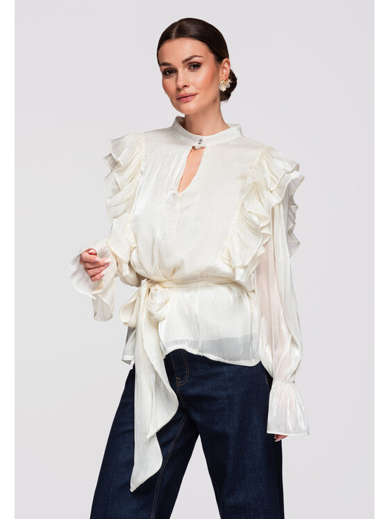 Ombre Ombre Bluzka OW-TS-E0020 Beżowy Loose Fit
