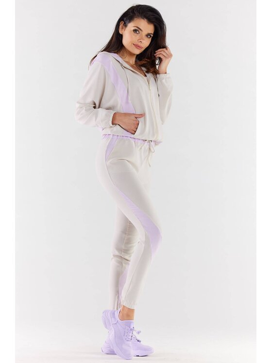 Awama Awama Spodnie damskie A496 Beżowy Basic Fit