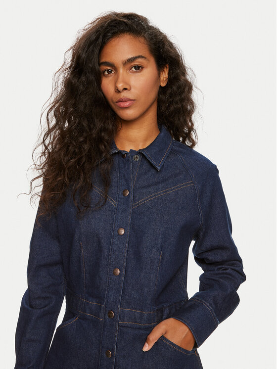 Wrangler Wrangler Sukienka jeansowa 112356504 Granatowy Slim Fit