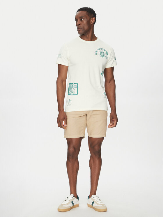 INDICODE INDICODE Szorty materiałowe Wamo 70-728 Beżowy Slim Fit