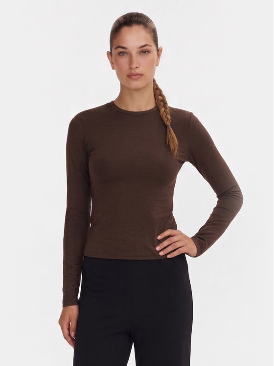 BASICLO BASICLO Longsleeve W-2253-160 Brązowy Slim Fit