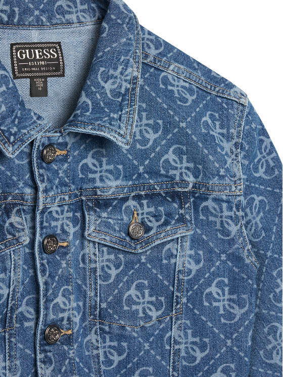 Guess Guess Džinsa jaka J6RL02 D5FM0 Zils Regular Fit