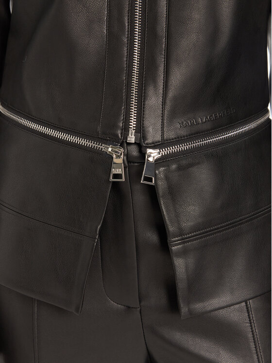 KARL LAGERFELD KARL LAGERFELD Kurtka z imitacji skóry A3W14050 Czarny Slim Fit