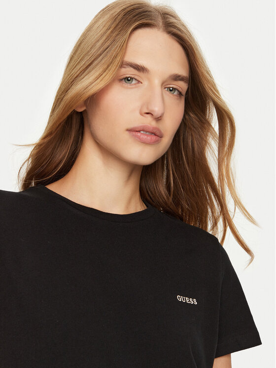 Guess Guess Футболка V4BI04 KCBF1 Чорний Slim Fit