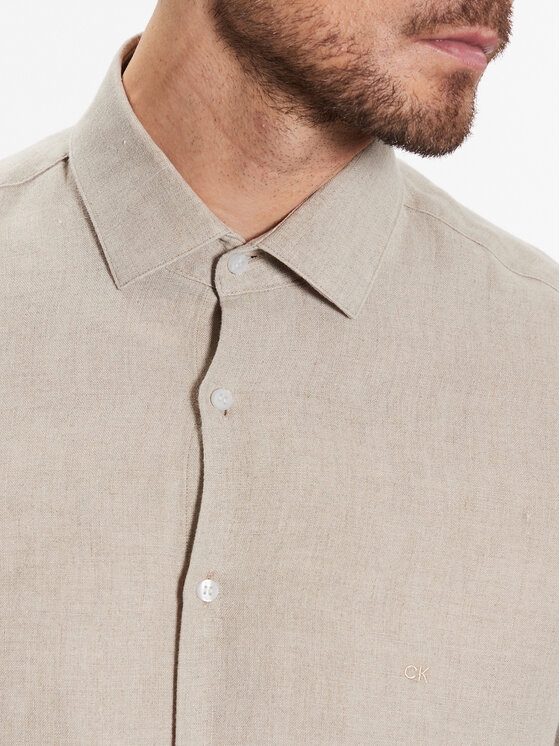 Calvin Klein Calvin Klein Koszula Linen Solid Slim Shirt K10K109286 Beżowy Slim Fit