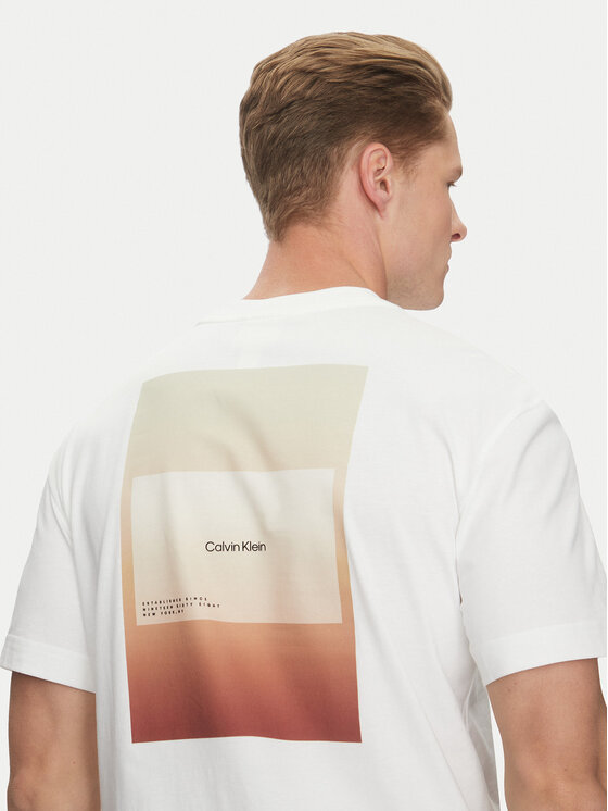 Calvin Klein Calvin Klein T-krekls Overlay Print K10K114158 Balts Regular Fit