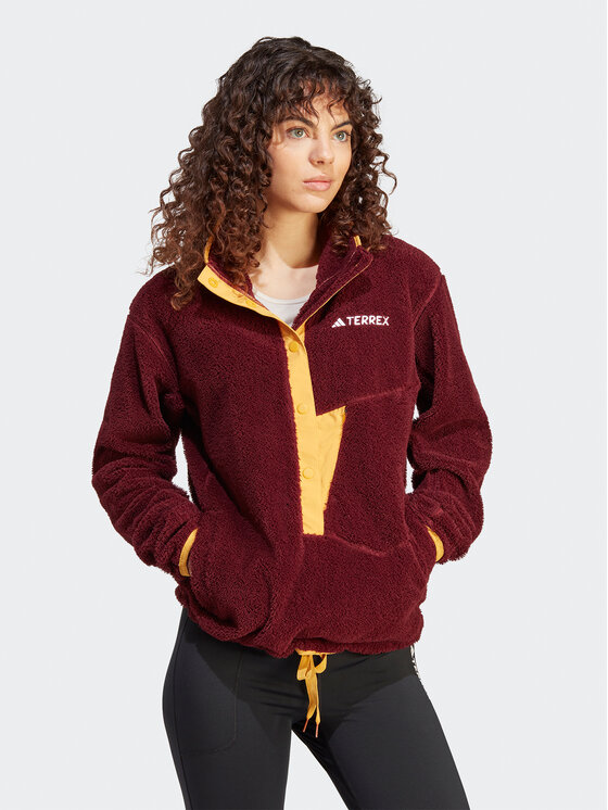 adidas adidas Polár kabát Terrex XPLORIC High-Pile-Fleece IN3105 Bordó Regular Fit