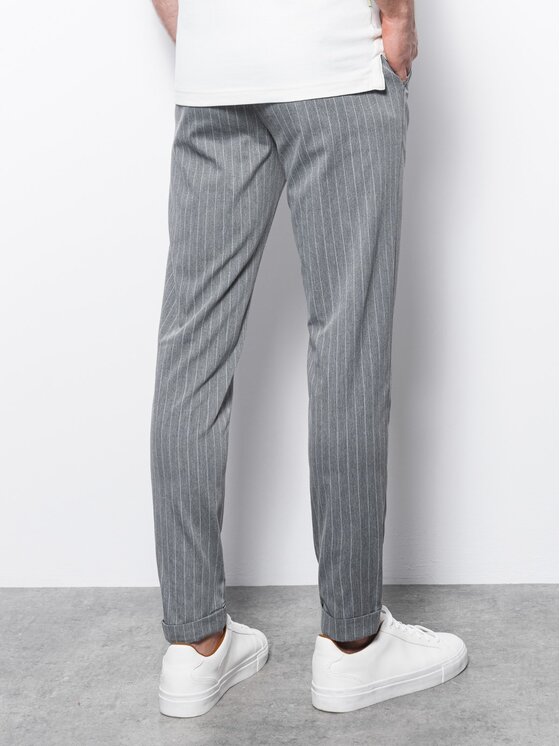 Ombre Ombre Spodnie dzianinowe OM-PACP-0130 Szary Regular Fit