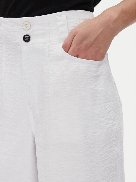 DKNY DKNY Kalhoty z materiálu P41KTR48 Bílá Loose Fit