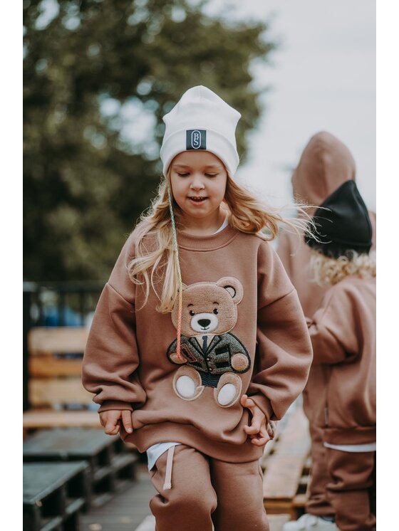 Bejbi Story Bejbi Story Bluza Bluza oversize Harry Teddy bez kaptura Brązowy Oversize