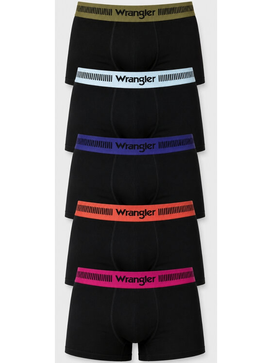 Wrangler Wrangler Bokserki Boote 5 Pack Cotton Elastane Trunks Czarny