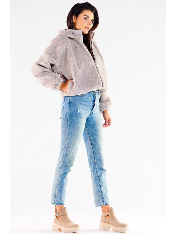 Awama Awama Kurtka damska A533 Beżowy Basic Fit