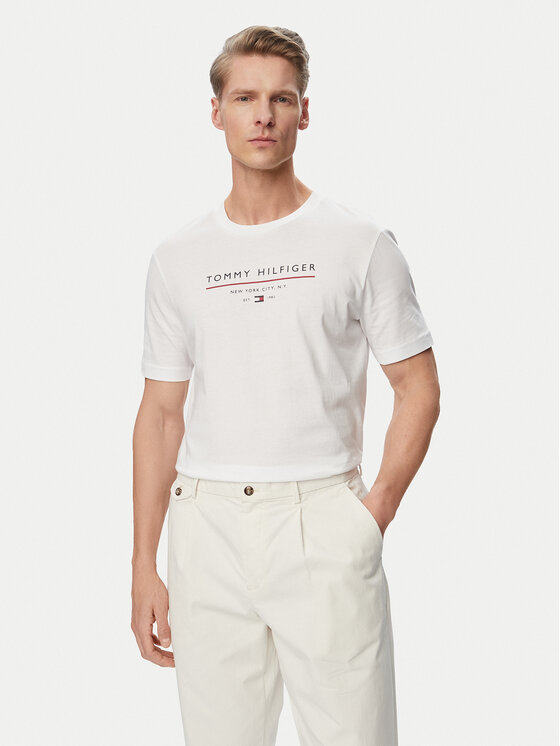 Tommy Hilfiger Tricou Brand Love MW0MW44359 Alb Regular Fit