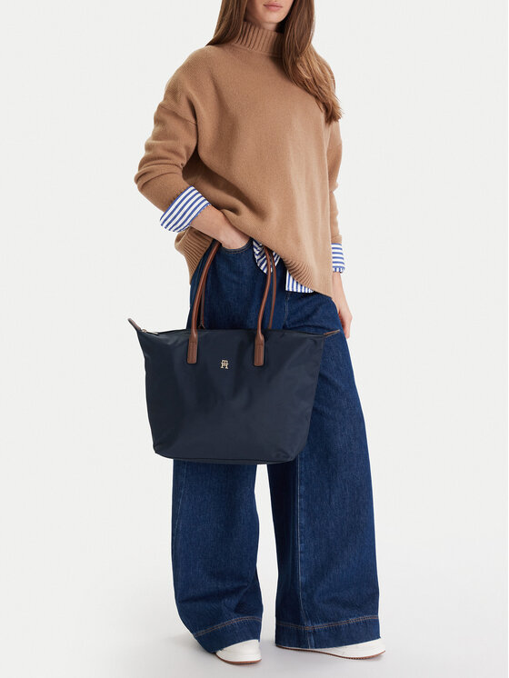 Tommy Hilfiger Tommy Hilfiger Дамска чанта Popette Tote AW0AW17711 Тъмносин