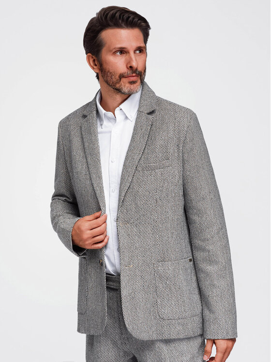 Ombre Ombre Marynarka OM-BLZB-0130 Brązowy jasny Regular Fit