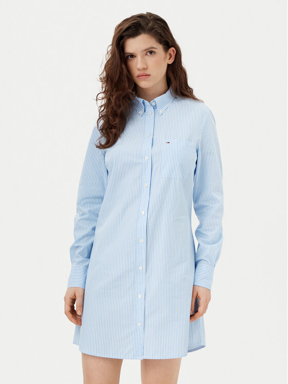 Tommy Jeans Tommy Jeans Hemdkleid DW0DW20334 Blau Regular Fit