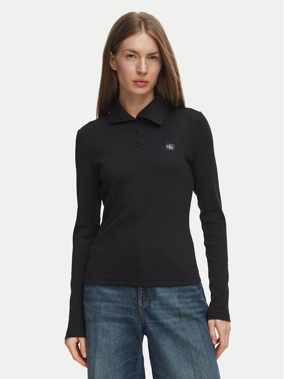Calvin Klein Jeans Calvin Klein Jeans Halenka Henley LV047H203G Černá Slim Fit