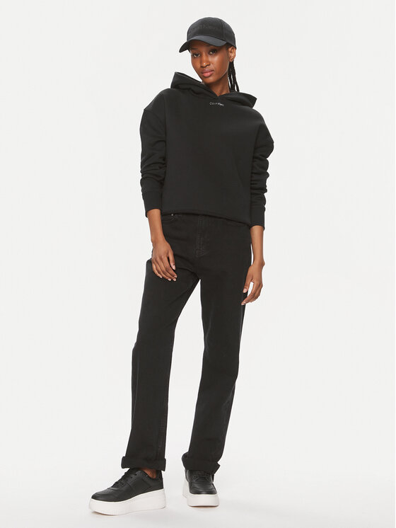 Calvin Klein Calvin Klein Bluză Metallic Micro Logo K20K206960 Negru Relaxed Fit