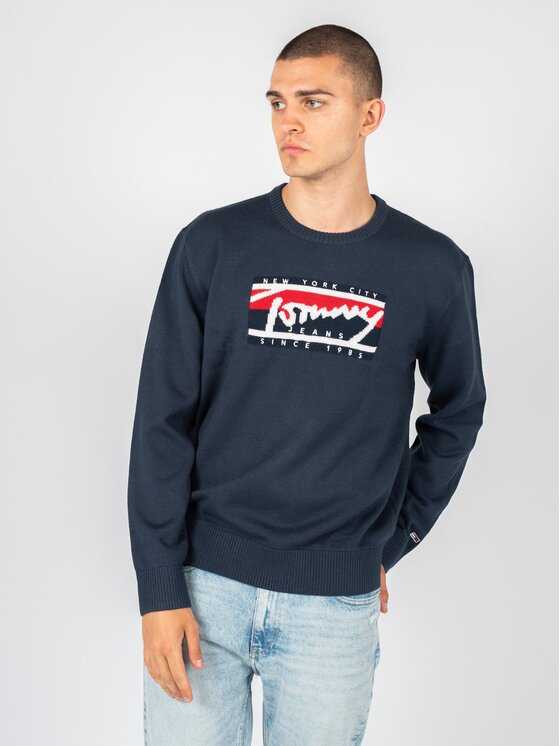 Tommy Hilfiger Tommy Hilfiger Sweter DM0DM13045 Granatowy Regular Fit
