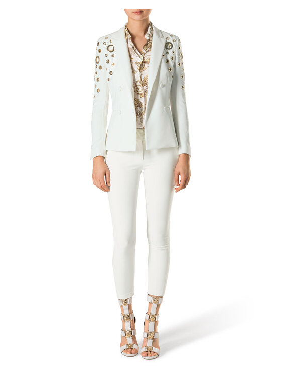 PHILIPP PLEIN PHILIPP PLEIN Spodnie materiałowe 30845 Biały Flare Fit