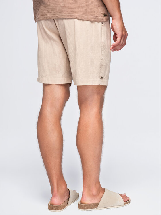 Ombre Ombre Szorty materiałowe OM-SRCS-0209 Brązowy Regular Fit