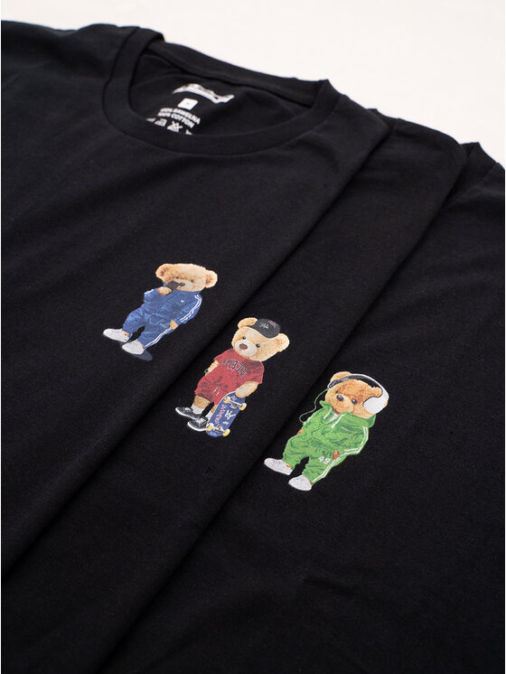 MyStars MyStars Komplet t-shirtów Zestaw 3 MISIE T-Shirtów Męskich Czarny My Stars Bear XL Czarny Regular Fit