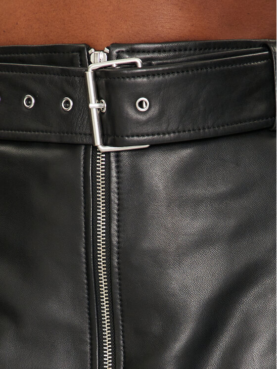 HUGO Hugo Шкіряна спідниця Leomila 50516753 Чорний Regular Fit