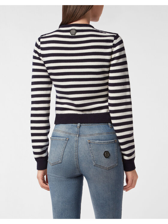 PHILIPP PLEIN PHILIPP PLEIN Sweter 27253 Granatowy Regular Fit
