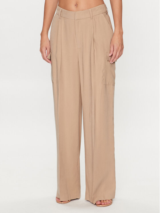 DKNY Pantaloni din material P3BKTR20 Bej Relaxed Fit