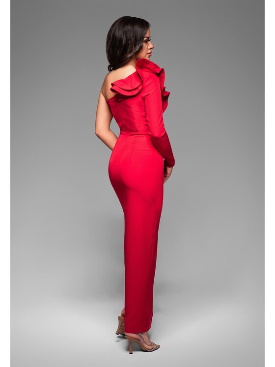 Ombre Ombre Sukienka wieczorowa LA-OM-DL3R05 Czerwony Regular Fit
