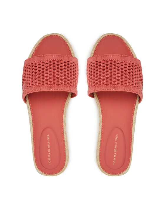 Tommy Hilfiger Tommy Hilfiger Espadryle Knit Mesh Espadrille Flat Sandal FW0FW08744 Koralowy