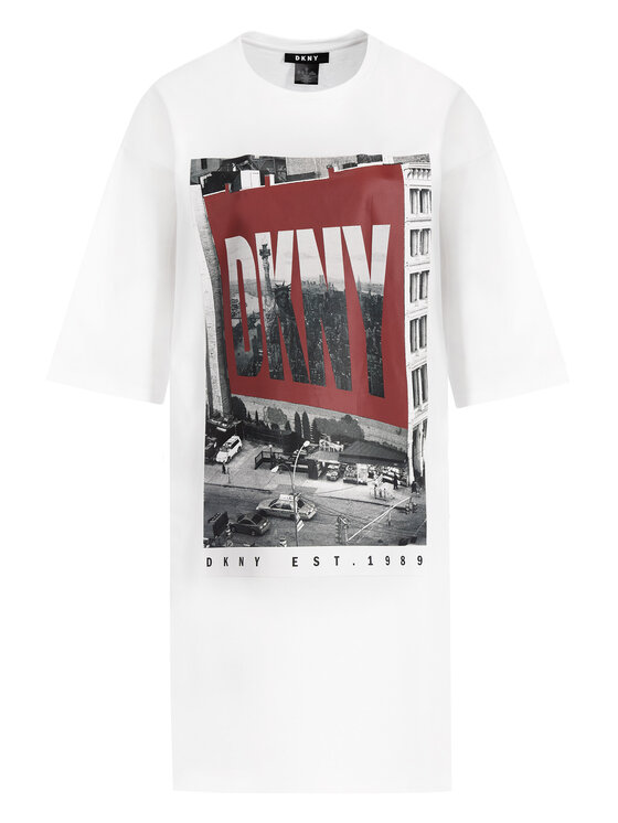 DKNY DKNY Ежедневна рокля P9DD9BOB Бял Regular Fit