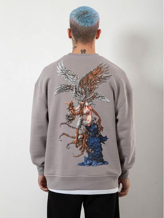 Bluza, rozmiar S, Szary, Bluza Bez Kaptura Oversize Męska Szara Machinist Master Of Reality S