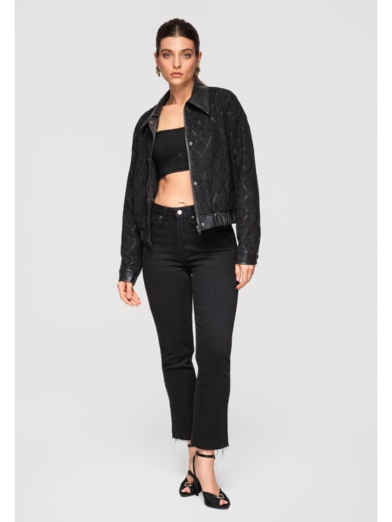 Ombre Ombre Kurtka bomber OW-JANP-0105 Czarny Regular Fit