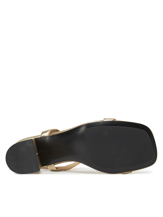 Tommy Hilfiger Tommy Hilfiger Basutės Leather Block Heel Sandal Metal FW0FW08590 Auksinė