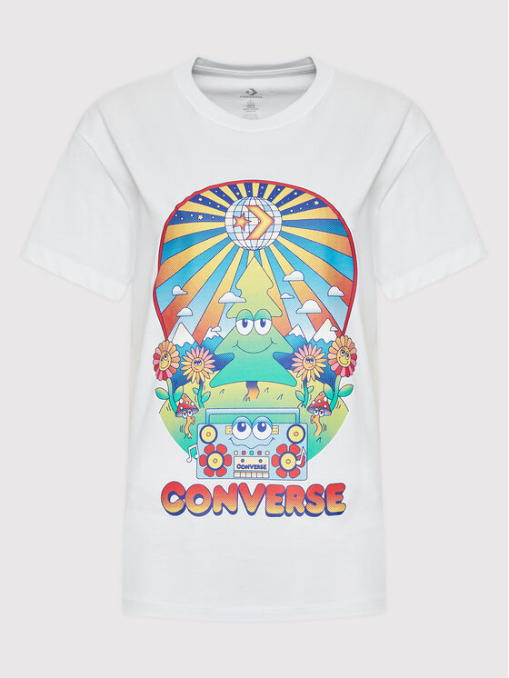 Converse Converse Marškinėliai Nature Party Graphic 10024245-A02 Balta Standard Fit