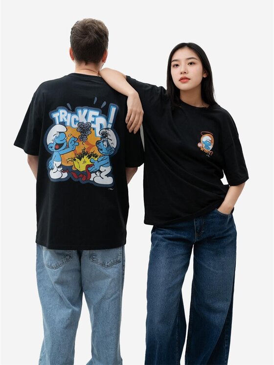 Smerfy Smerfy T-Shirt 118613 Czarny Oversize