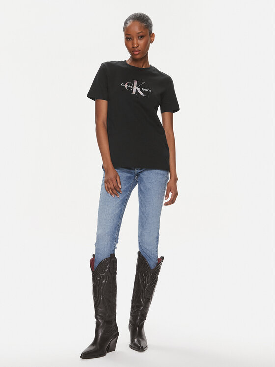 Calvin Klein Jeans Calvin Klein Jeans Marškinėliai Diffused Monologo J20J223264 Juoda Regular Fit