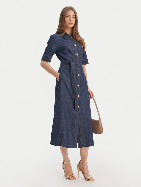 Luisa Spagnoli Luisa Spagnoli Rochie de blugi Periodico 542815 Bleumarin Regular Fit