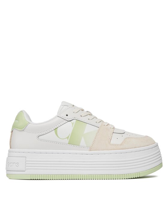 Sneakers Calvin Klein Jeans Bold Flatf Low Lace Mix Nbs Sat YW0YW01308 Bright White/Exotic Mint 02U