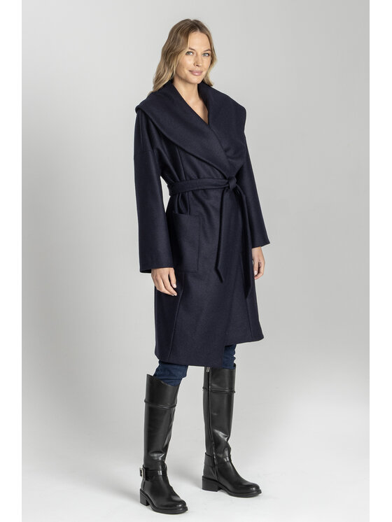 Deni Cler Milano Deni Cler Milano Płaszcz W-DC-8070-E5-F6-58-1 Granatowy Regular Fit