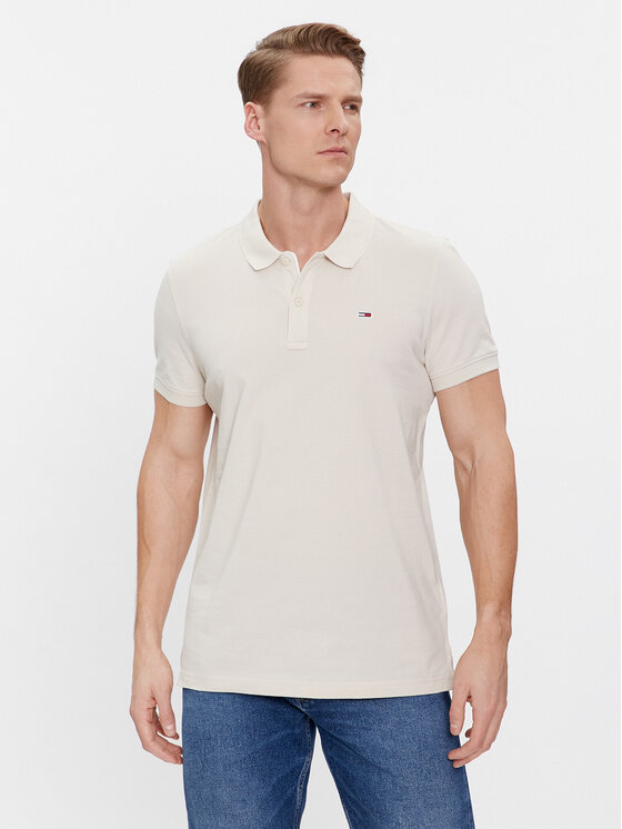 Tommy Jeans Polokošeľa DM0DM18312 Béžová Slim Fit