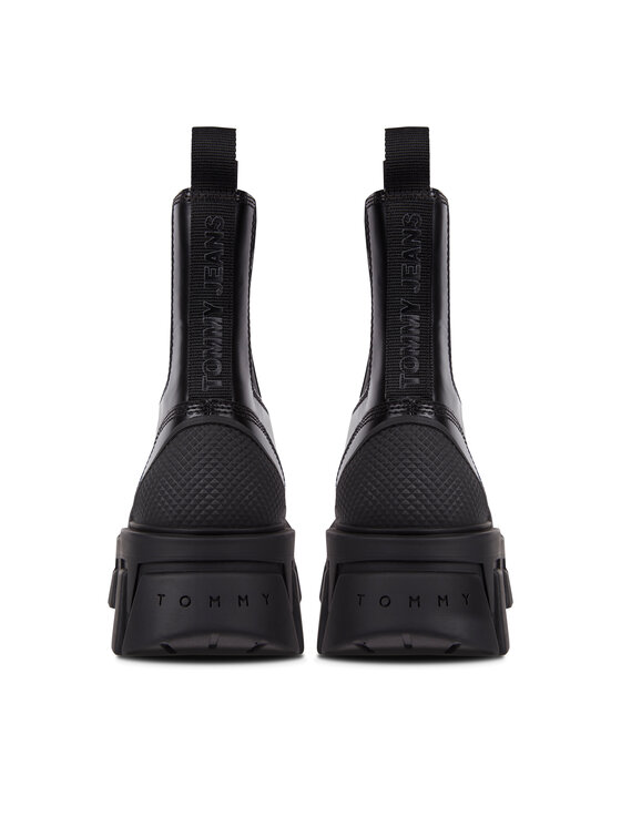 Tommy Jeans Tommy Jeans Klassische Stiefeletten Tjw Chunky Chelsea Mix Material EN0EN02375 Schwarz