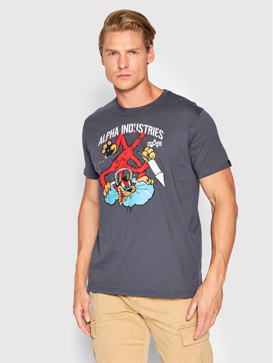 Alpha Industries Majica Fighter Squadron 108502 Siva Regular Fit