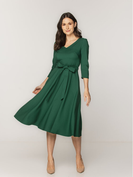 Willsoor Willsoor Sukienka koktajlowa 67863 Zielony Flared Fit