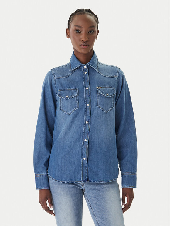 Liu Jo cămașă de blugi UA6339 D4851 Bleumarin Regular Fit