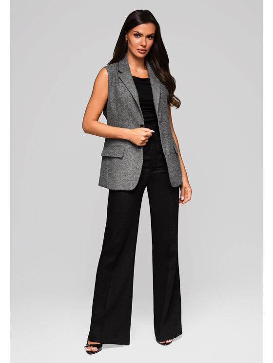 Ombre Ombre Kamizelka LW-BLZV-0102 Szary Regular Fit