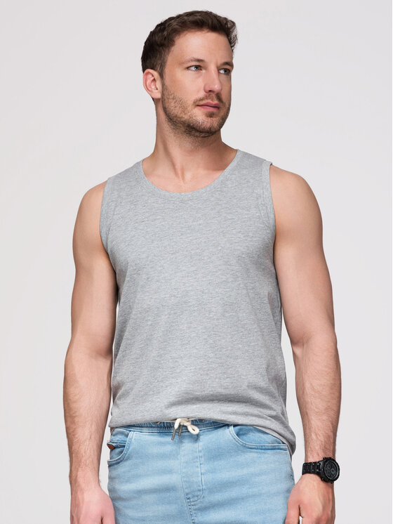 Ombre Ombre Tank top OM-TSBT-0272 Biały Regular Fit