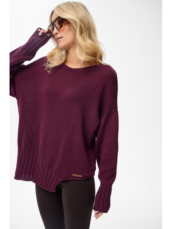 blue shadow blue shadow Sweter Bocq Fioletowy Regular Fit